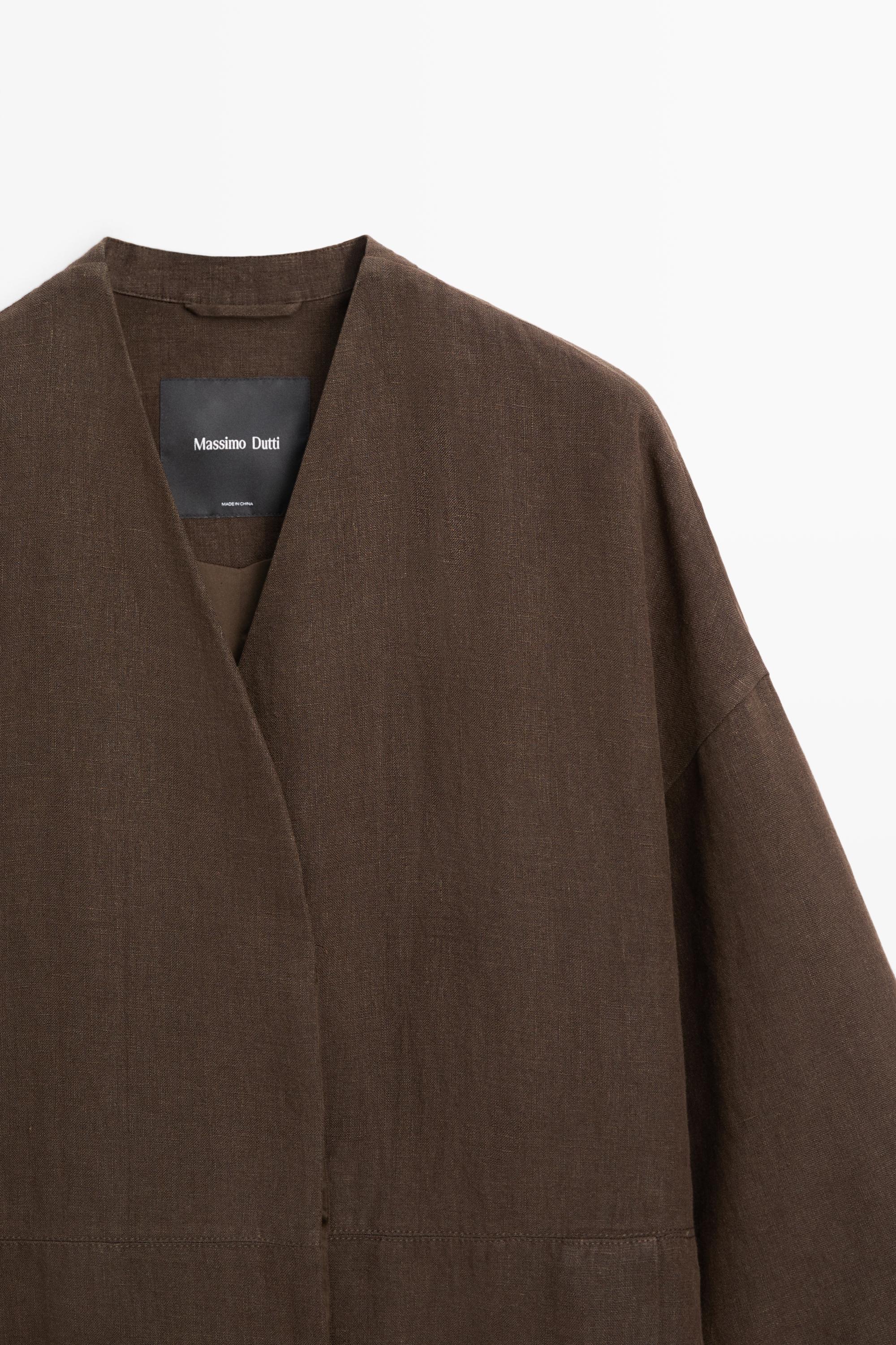 100% linen trench coat